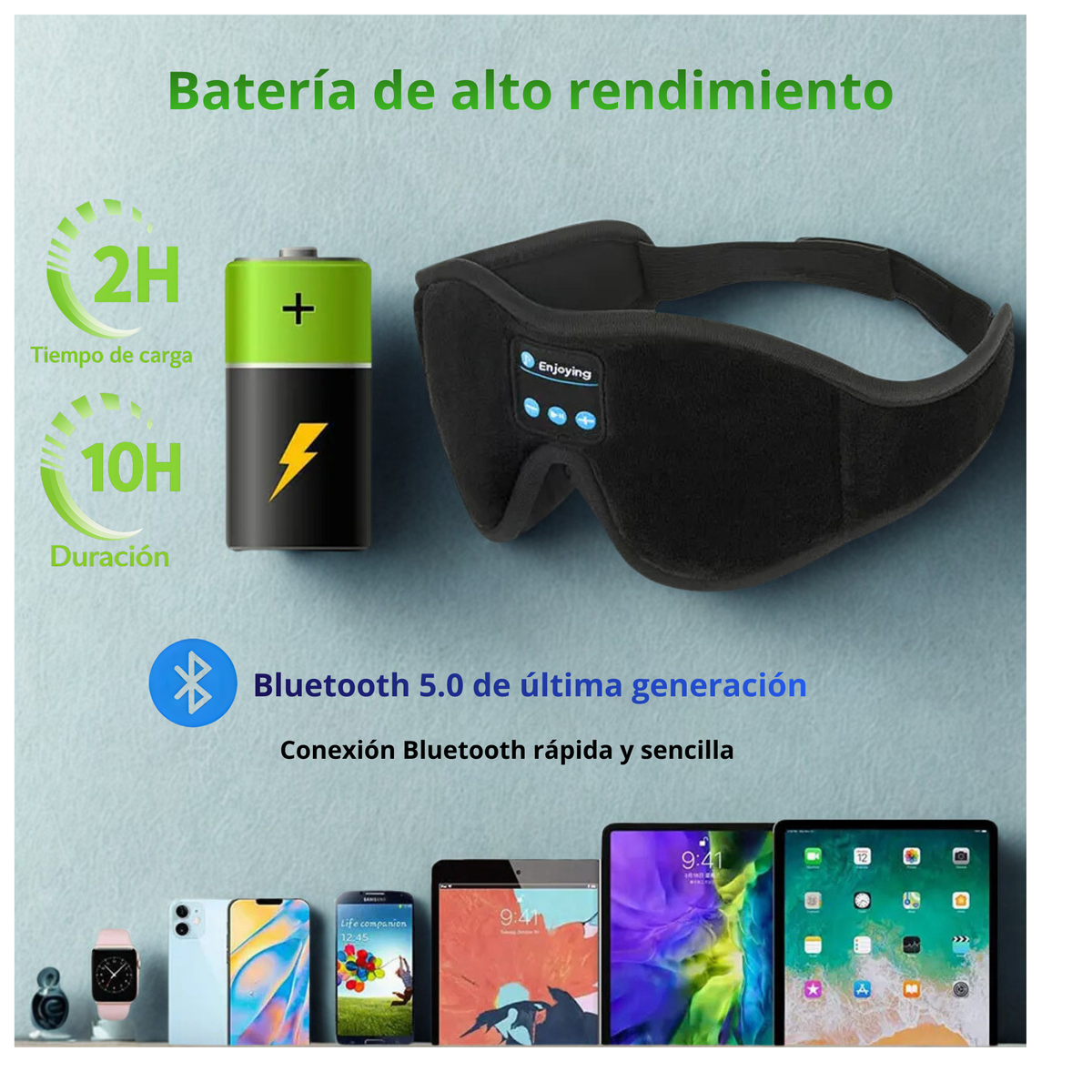 Máscara Bluetooth 3D para dormir