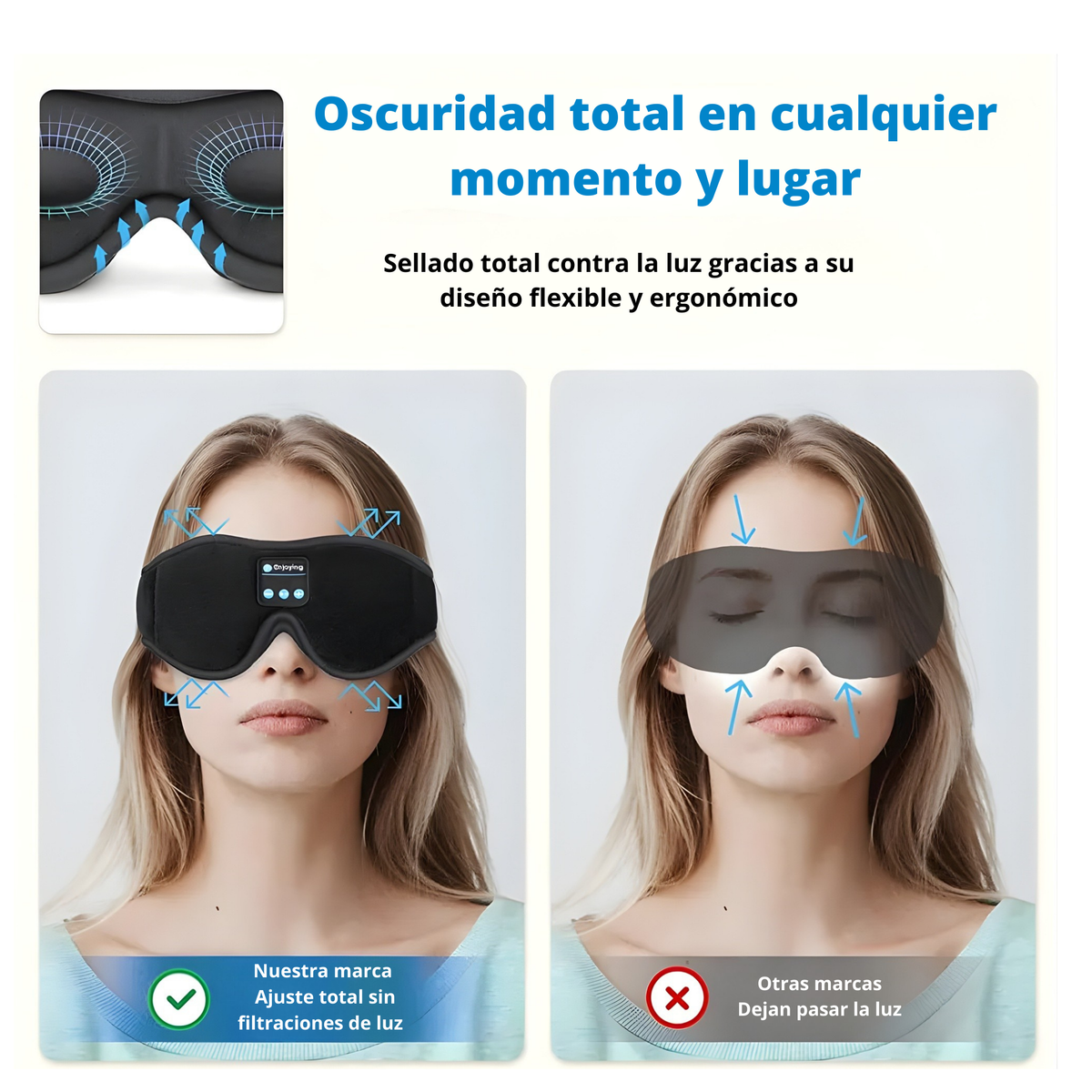 Máscara Bluetooth 3D para dormir
